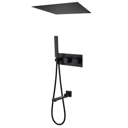 Душевая система Abber Daheim встраиваемая с верхним душем с лейкой с изливом черная матовая (AF8254B)