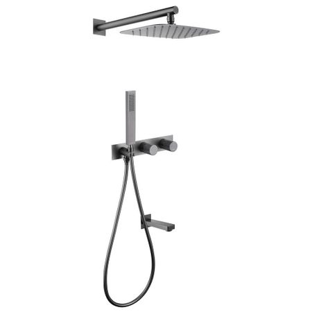 Душевая система Abber Rund встраиваемая с верхним душем с лейкой со смесителем никель (AF8717NG)