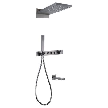Душевая система Abber Rund встраиваемая с верхним душем с лейкой со смесителем никель (AF8753NG)