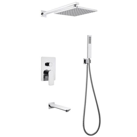 Душевая система Abber Weiss Insel встраиваемая с верхним душем с лейкой со смесителем хром (AF8017)