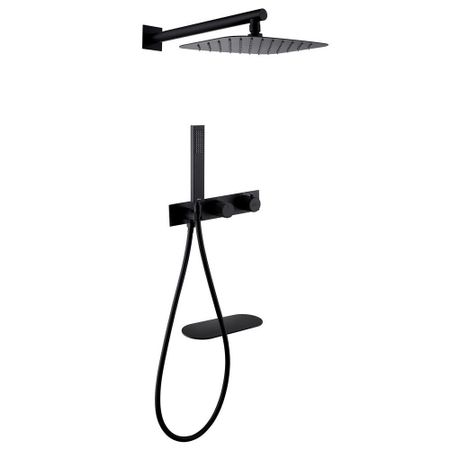 Душевая система Abber Rund встраиваемая с верхним душем с лейкой со смесителем черная матовая (AF8750B)