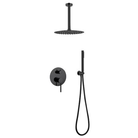 Душевая система Abber Emotion встраиваемая с верхним душем с лейкой со смесителем черная матовая (AF8821B)