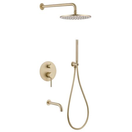 Душевая система Abber Wasser Kreis встраиваемая с верхним душем с лейкой со смесителем золото матовое (AF8117G)