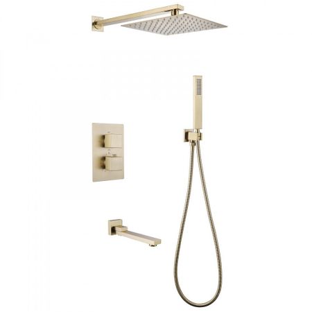 Душевая система Abber Daheim встраиваемая с верхним душем с лейкой с изливом золото матовое (AF8250G) декоративные цифры и буквы из латуни золото 7 см