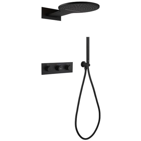 Душевая система Abber Wasser Kreis встраиваемая с верхним душем с лейкой со смесителем черная матовая (AF8151B)
