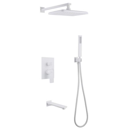 Душевая система Abber Weiss Insel встраиваемая с верхним душем с лейкой с изливом белая матовый (AF8017FW)