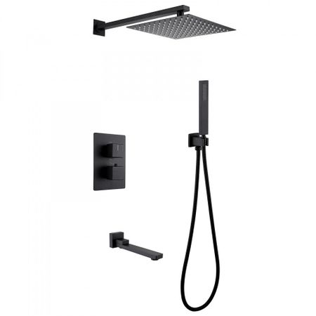 Душевая система Abber Daheim встраиваемая с верхним душем с лейкой с изливом черная матовая (AF8250B) термостатический смесителей для душа smesiteli матовый никель