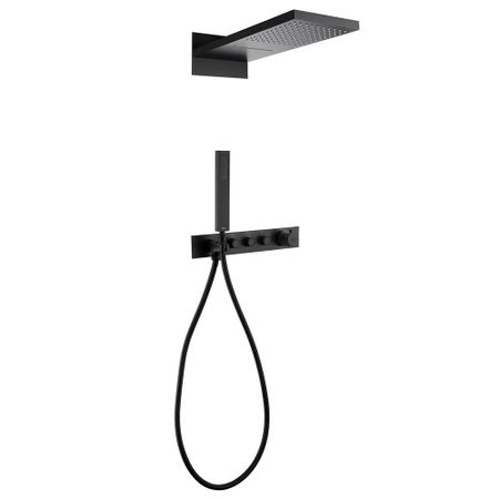 Душевая система Abber Rund встраиваемая с верхним душем с лейкой со смесителем черная матовая (AF8752B)