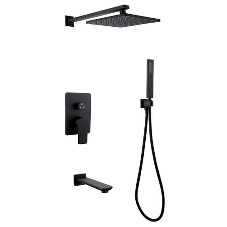 Душевая система Abber Weiss Insel встраиваемая с верхним душем с лейкой с изливом черная матовая (AF8017B)