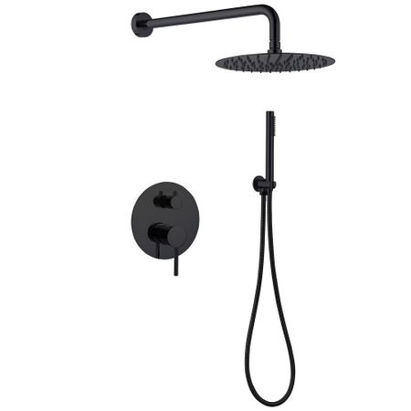 Душевая система Abber Emotion встраиваемая с верхним душем с лейкой черная матовая (AF8818B)