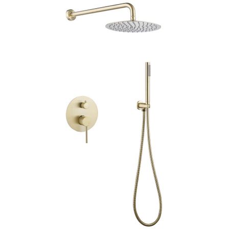Душевая система Abber Emotion встраиваемая с верхним душем с лейкой золото матовое (AF8818G) декоративные цифры и буквы из латуни золото 7 см