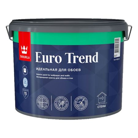 Краска моющаяся Tikkurila/Tikkivala Euro Trend база A белая 9 л