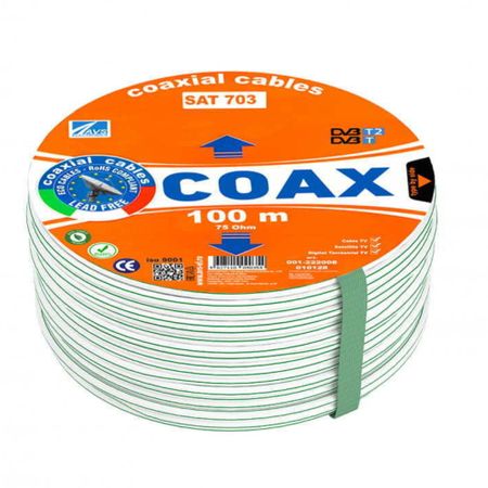 Кабель коаксиальный телевизионный SAT 703 1х6,8 мм экранированный CCA PE AVS Electronics белый (50 м) bevotop bt1197 rg223 коаксиальный кабель bnc bnc 50 ом