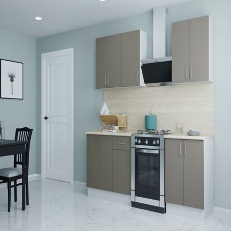 Кухонный гарнитур Твэгги тауп 1600х520х2105 мм ручки для шкафов kak черные алюминиевые 1200 мм