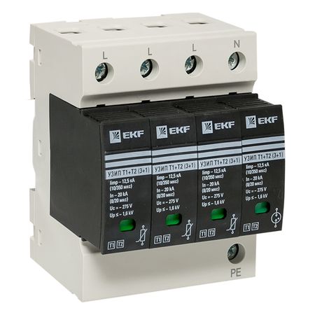Ограничитель напряжения модульный EKF PROxima T1-T2 275 В 20 кА 4P (OV12-31-506)