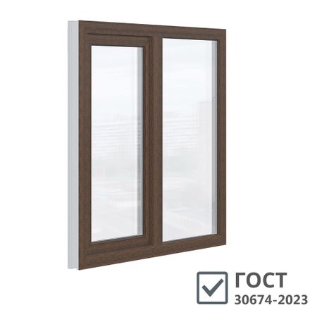 Пластиковое окно VEKA WHS Halo 60 1160х1200 мм 2 створки левая глухая правая поворотно-откидная двухкамерное дуб темный