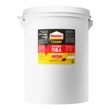 Клей ПВА Момент Столяр Супер D2 влагостойкий 30 кг