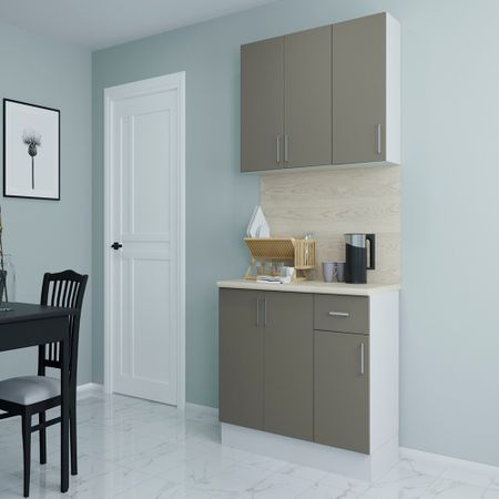 Кухонный гарнитур Твэгги тауп 1200х520х2105 мм ручки для шкафов kak черные алюминиевые 1200 мм