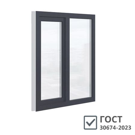 Пластиковое окно VEKA WHS Halo 60 1160х1000 мм 2 створки левая глухая правая поворотно-откидная двухкамерное серое