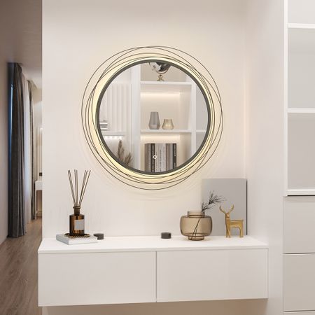 Зеркало настенное с подсветкой Cataluna 600 мм серый муар