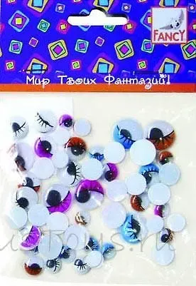 ACTION! Fancy Глаза c ресницами декоративные цветные, ассорти, 50 шт., в блист.