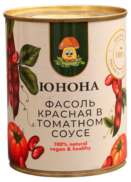 Фасоль красная Юнона в томатном соусе, 360 г