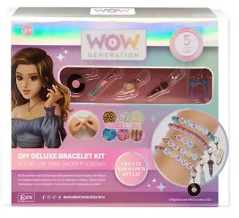 WOW, Большой набор для создания браслетов 70 бусин с буквами, 100 разноцветных бусин, 5 шармов, 4 цвета нити-основы