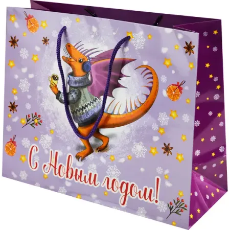 Пакет подарочный «С Новым годом» 32x26 см цвет разноцветный