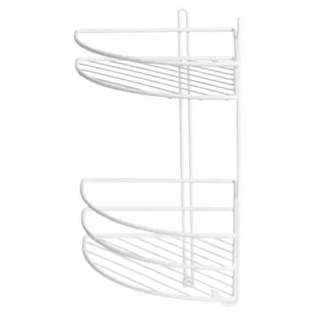 Полка для ванной Proffero 2 яруса угловая сталь цвет белый полка сетчатая 1203x306мм