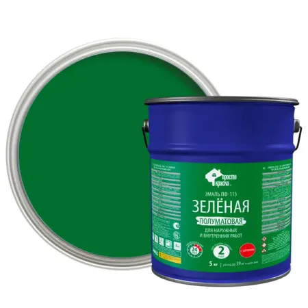 Эмаль ПФ-115 ПростоКраска цвет зеленый 5 кг