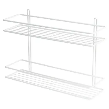 Полка для ванной Proffero 2 яруса прямая сталь цвет белый полка сетчатая 1203x306мм