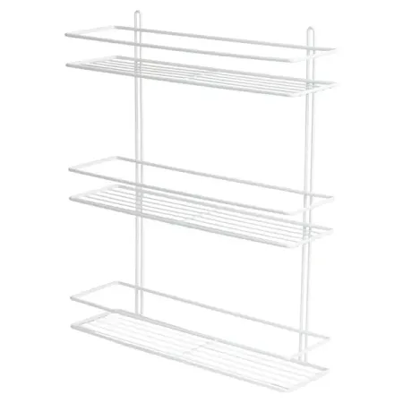 Полка для ванной Proffero 3 яруса прямая сталь цвет белый полка сетчатая 1203x306мм