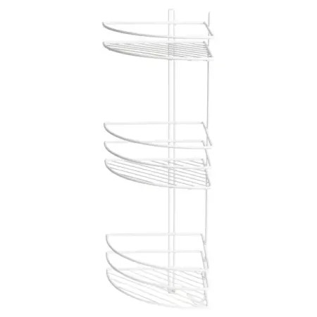 Полка для ванной Proffero 3 яруса угловая сталь цвет белый полка сетчатая 1203x306мм