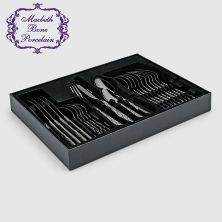Набор столовых приборов Macbeth bone porcelain Black, 24 предмета