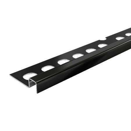 Профиль для плитки до 10 мм окантовочный П-образный полированный нержавеющая сталь 2700х32х11,8 мм черный зеркальный