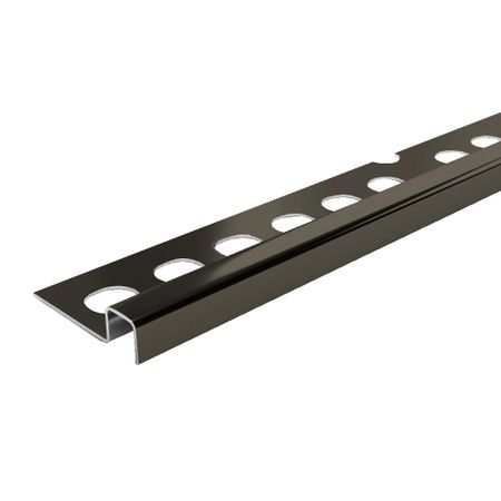 Профиль для плитки до 10 мм окантовочный П-образный полированный нержавеющая сталь 2700х32х11,8 мм графит зеркальный