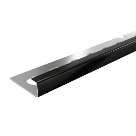 Профиль для плитки до 8 мм окантовочный Г-образный полированный нержавеющая сталь 2700х25х9,6 мм черный зеркальный рама 20 20 сосна неокрашенная гладкий профиль двуреченский