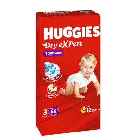 Трусики-подгузники Huggies Dry eXpert 3/M, 6-11 кг, 66 шт