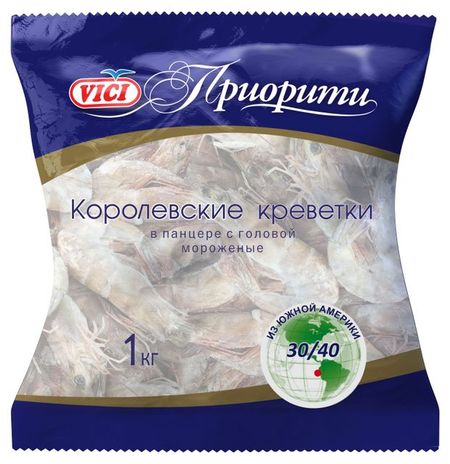 Креветки VICI Приорити Королевские мороженые 30/40, 1 кг