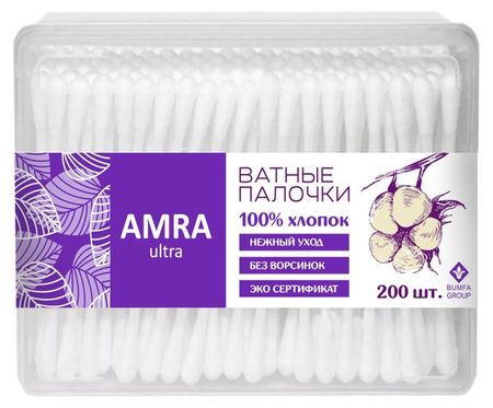 Ватные палочки AMRA Ultra, 200 шт