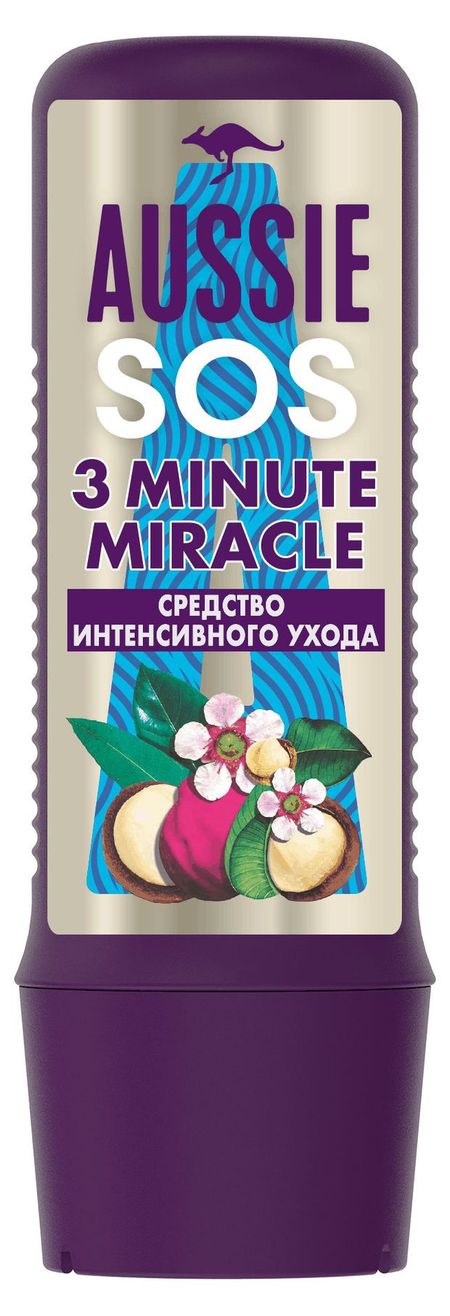 Средство для волос Aussie SOS 3 Minute Miracle для интенсивного ухода для поврежденных длинных волос Франция, 225 мл