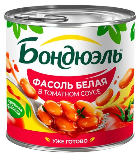Фасоль белая Бондюэль в томатном соусе, 400 г