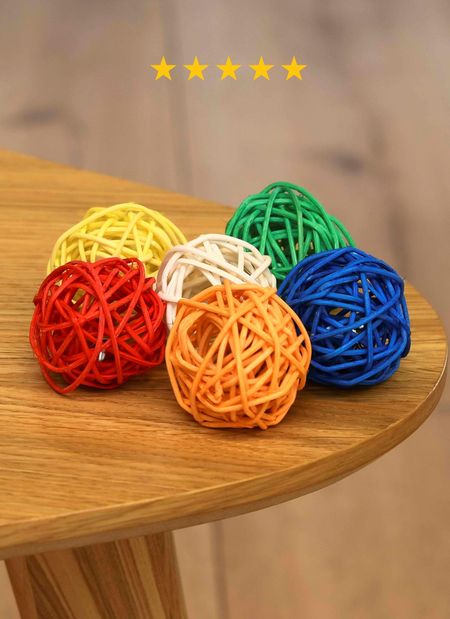 Для дома PETSHOP Набор плетеных мячиков для кошек, 6 штук (6 шт)