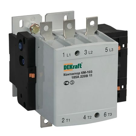 Контактор модульный Dekraft КМ-103 220 В 225 А тип AC 1НО+1НЗ (22156DEK)