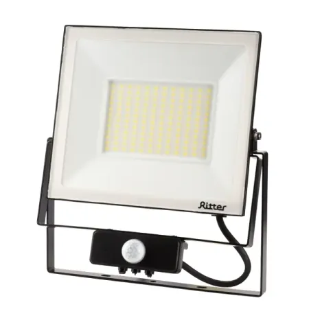 Прожектор LED Ritter Profi 53424 6 100 Вт 10000 Лм 180-240 В с датчиком движения холодный свет 6500К IP65 черный держатель датчика движения abs