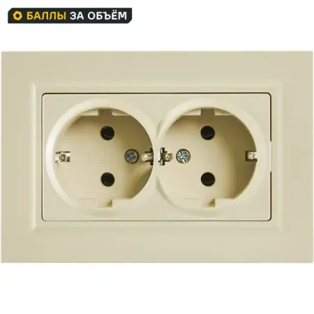Розетка двойная встраиваемая IEK Brite РС12-3-БрКр с заземлением цвет бежевый