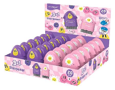 Точилка-ластик KEYROAD для девочек 3в1 пластик 1 отверстие с контейнером и щеткой, 1 шт в ассортименте