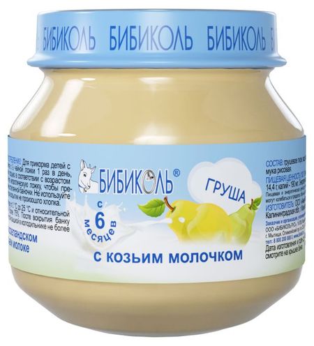 Пюре Бибиколь с козьем молочком Груша с 6 мес., 80 г