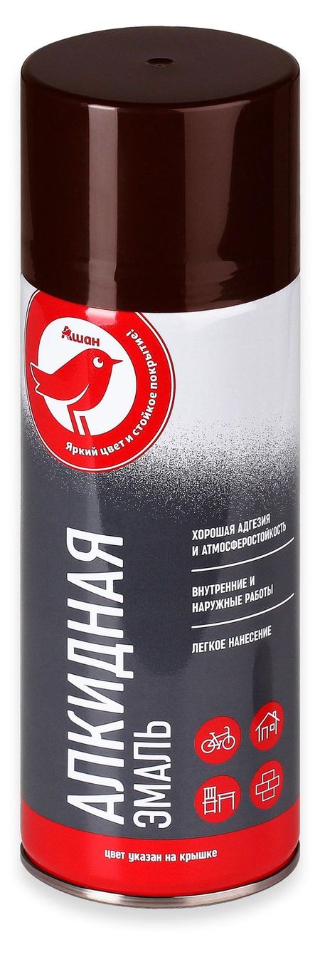 Эмаль АШАН Красная птица RAL 8017 алкидная Коричневая глянцевая, 520 мл