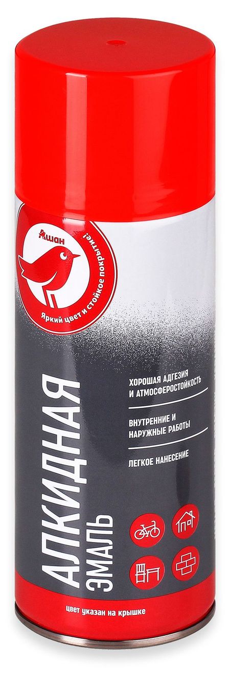 Эмаль АШАН Красная птица RAL 3020 алкидная красная глянцевая, 520 мл